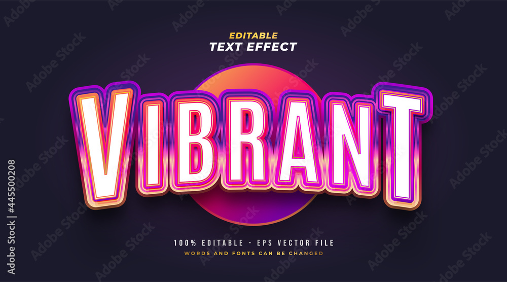 Colorful Vibrant Text with Retro Style and Embossed Effect. Editable Text Style Effect