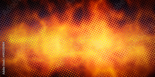 3D Rendering of a Steel Honeycomb Grid on Fire Background photo