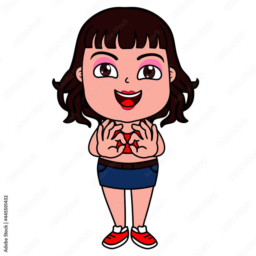 Cute Girl in the Jean Skirt with Various Emotion Cute Girl in the Jean Skirt with Various Emotion