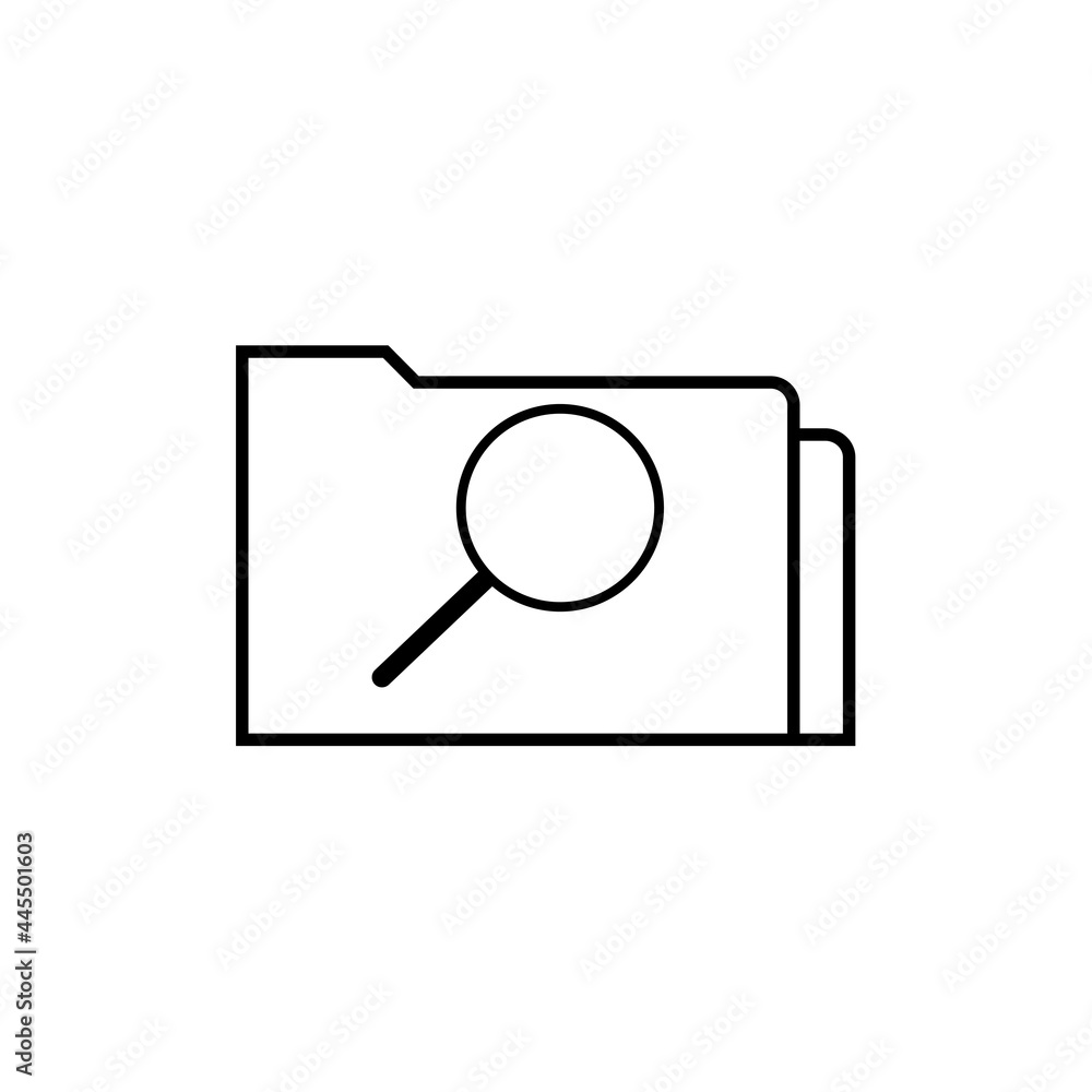 Folder with a magnifying glass sign. Search folder eps ten
