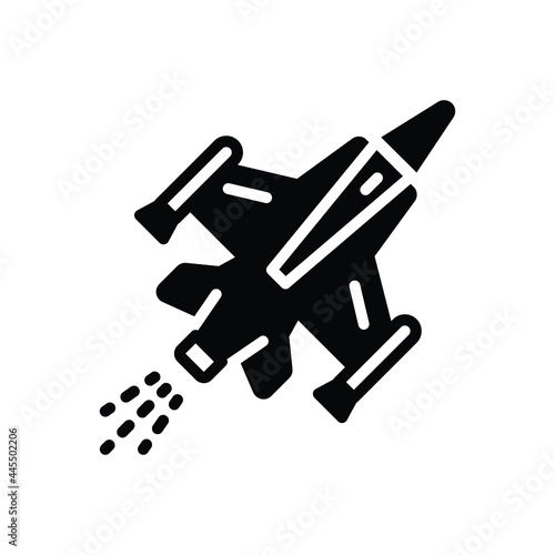 Black solid icon for jet