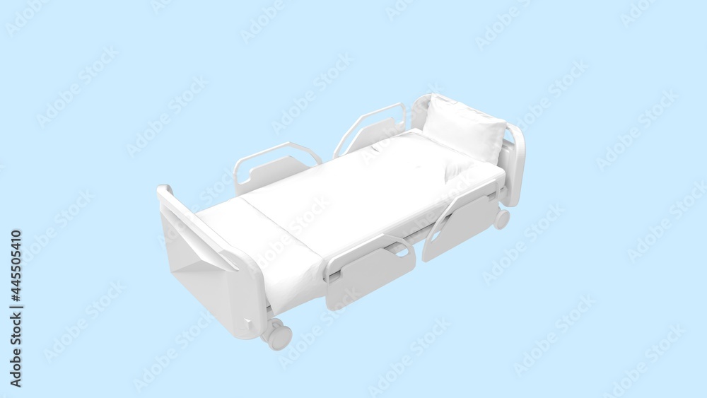 3D rendering of a hospital bed isolated on a white background