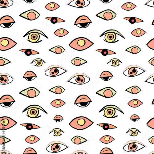 Modern abstract mystery pattern with evil eyes. Magic print for textile fabric, wrapping paper,wallpaper decor.