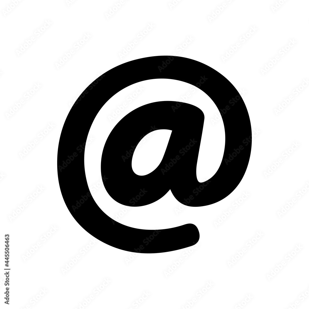 Black solid icon for at sign Black solid icon for at sign