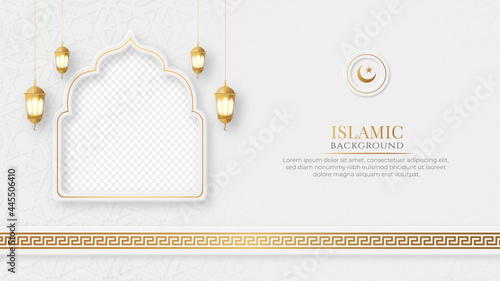 islamic arabic elegant social media post with empty space for photo islamic pattern background