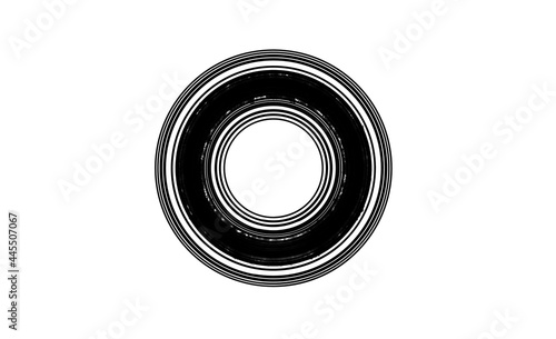 2D art of a circle silhouette with an unusual texture, a circle pattern with features, an interesting circle pattern on a white background, a black circle with a pattern