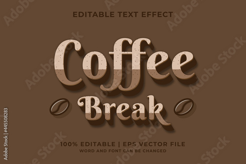 Editable text effect coffee color text style Premium Vector