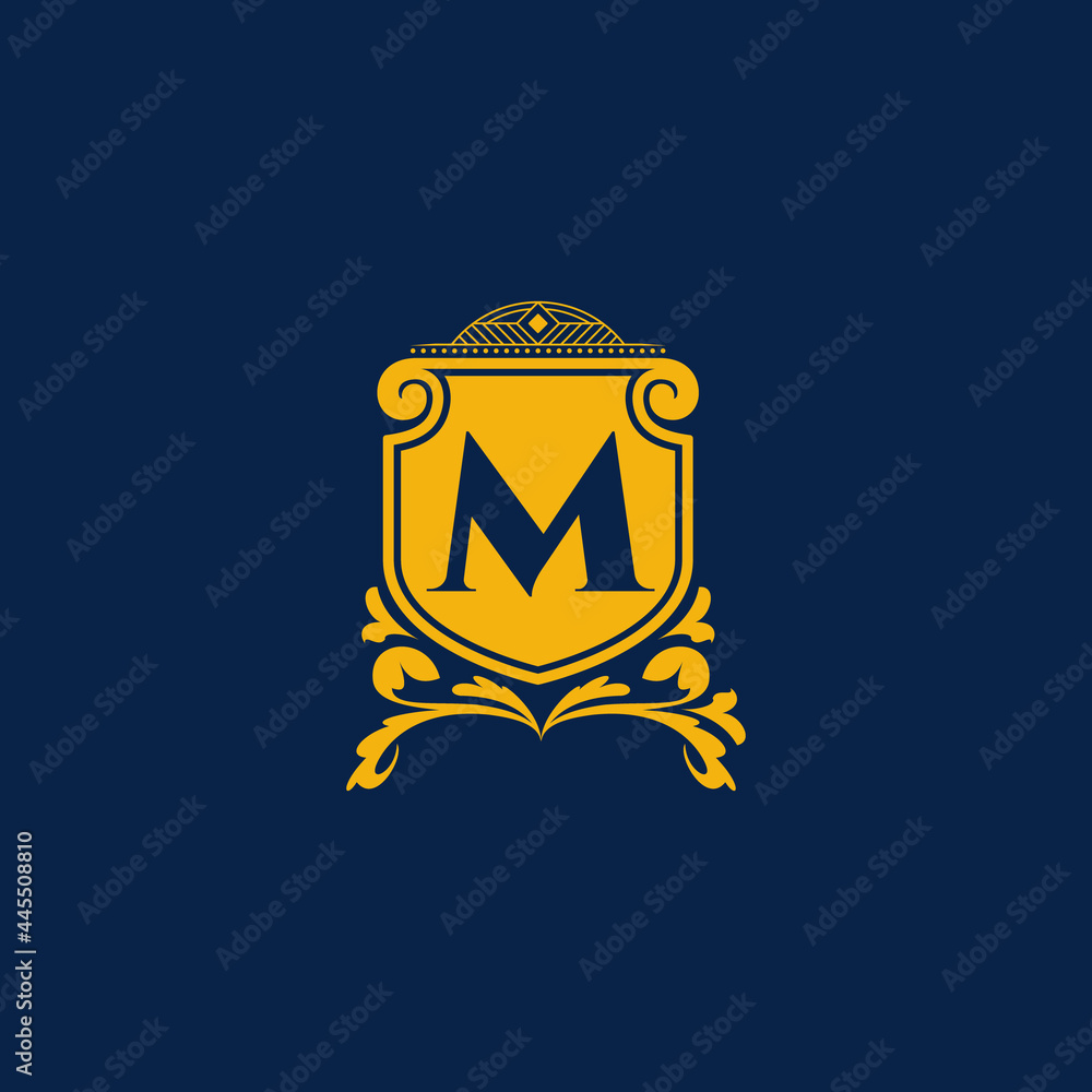 M Letter Initial with Royal Template. Elegant with crown logo vector ...