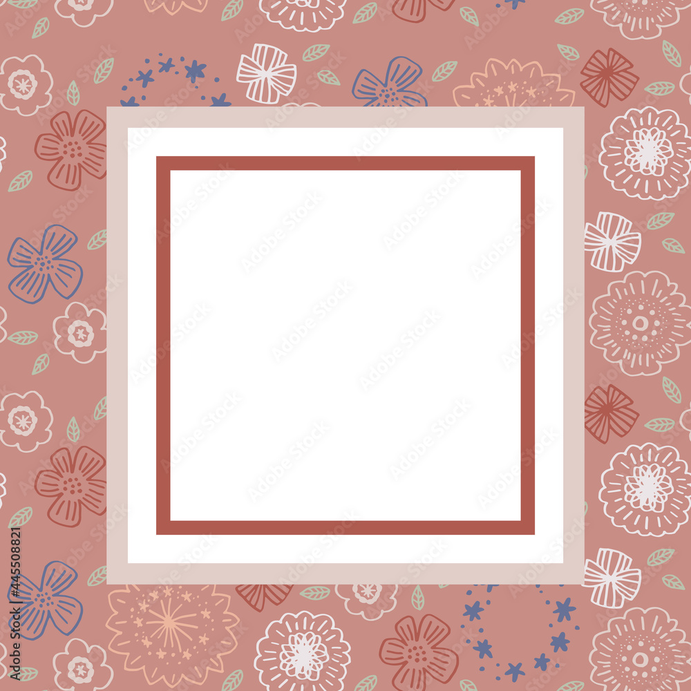 赤系フラワーパターンフレーム