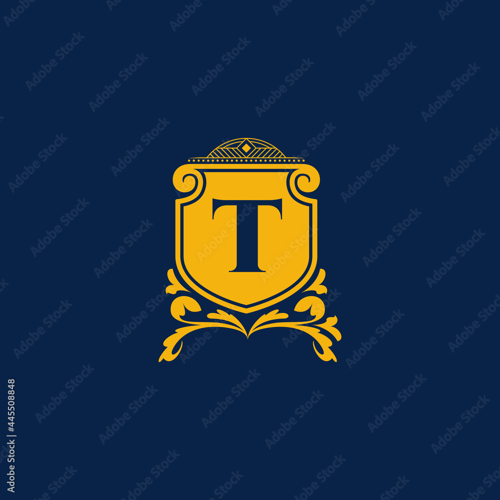 T Letter Initial with Royal Template. Elegant with crown logo vector ...