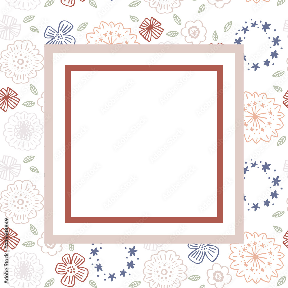 赤系フラワーパターンフレーム