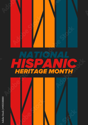National Hispanic Heritage Month in September and October. Hispanic and Latino Americans culture. Celebrate annual in United States. Poster, card, banner and background. Vector illustration