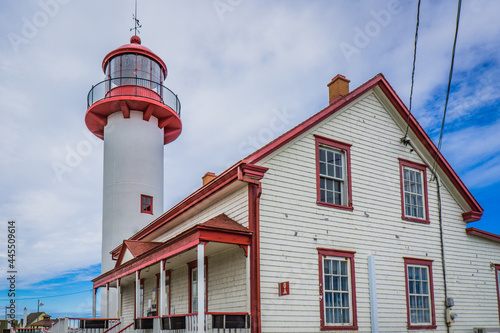 Wallpaper Mural View on Matane's lighthouse, a red and white lighthouse located on the Northern shore of the Gaspesie peninsula, in the Bas Saint Laurent administrative region (Quebec, Canada) Torontodigital.ca