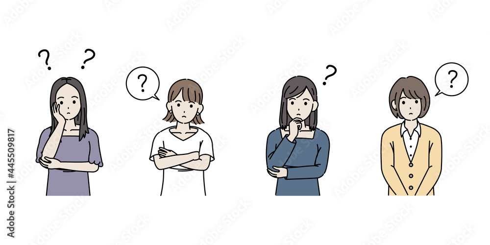 若い女性達 友達 若者 疑問 考える 大学生 イラスト素材 Stock Vektorgrafik Adobe Stock