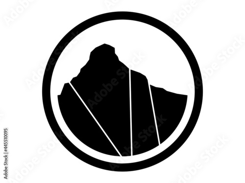 Geology logo. Fault lines in rock mountain.
