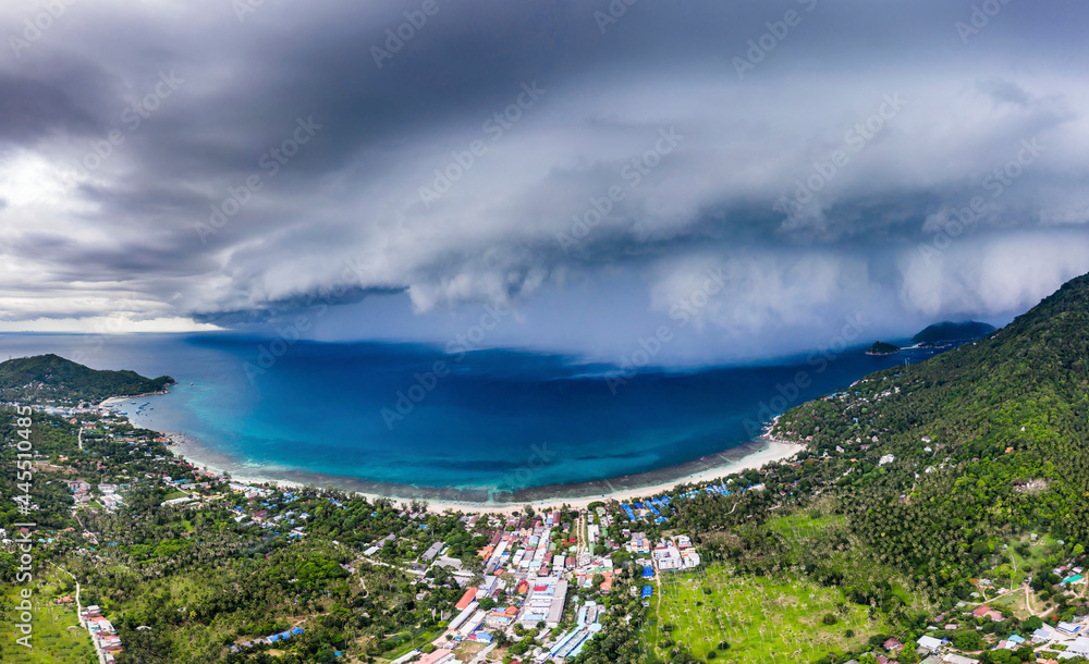 Rain Storm Approaching the Island of Koh Tao Thailand with Copy Space no people