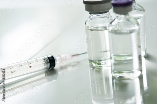 Medicine in vial , ready for vaccine injection , Cancer Treatment , Pain Treatment and can also be abused for an illegal use, healthcare and medical concept vaccination.