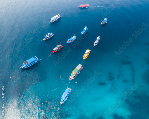 Scuba Diving Boats at a Dive Site on Koh Tao, Thailand, South East Asia