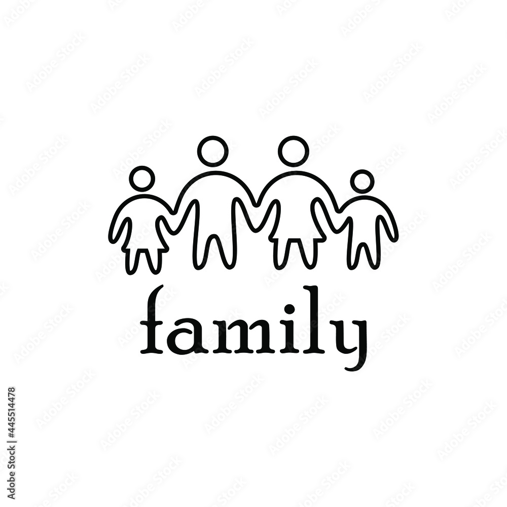 Happy Family Monoline Illustration Logo Design Happy Family Monoline Illustration Logo Design
