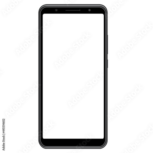 Black smartphone with empty touch screen , - stock vector