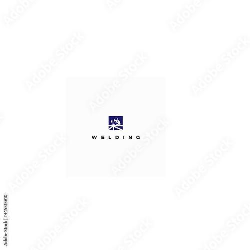 illustration consisting of an image of a welder in the form of a symbol or logo
