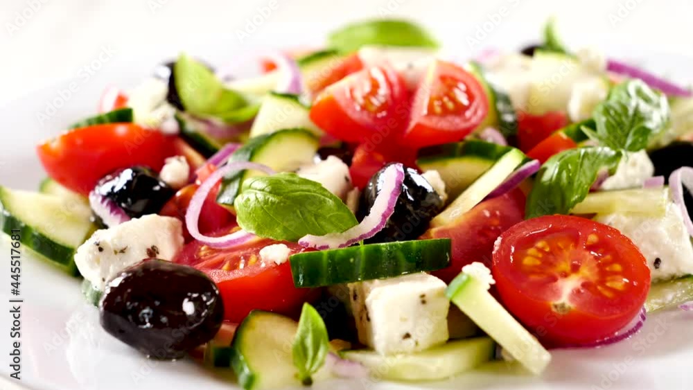 greek salad with tomato, cucumber and feta cheese greek salad with tomato, cucumber and feta cheese