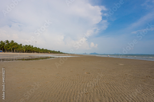 Bangsaen beach in the evening time. Very few people because of the Covid-19 situation.