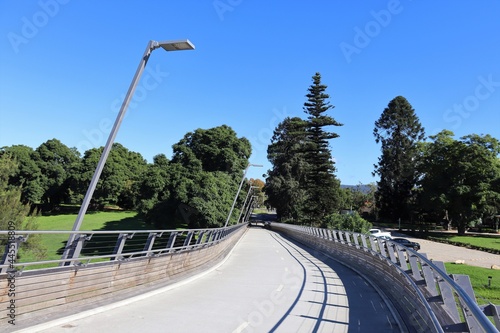 The Nepean Bridge pedestrian crossing bridge, part of a 7 kilometre river walk in Penrith, NSW, Australia