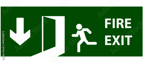 Emergency exit door. The fire exit emergency door guides the safe exit. Security concept. Vector design eps 10.