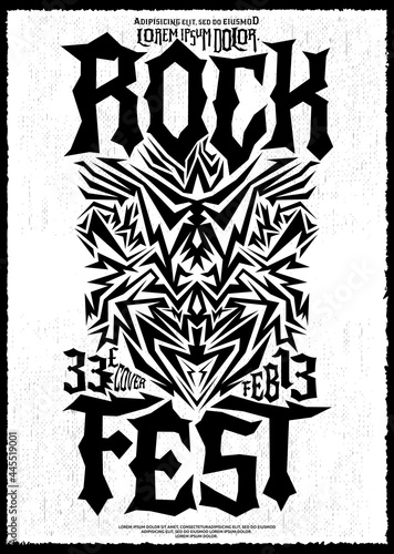 Hardcore Rock Fest design poster template Metal Festival post.