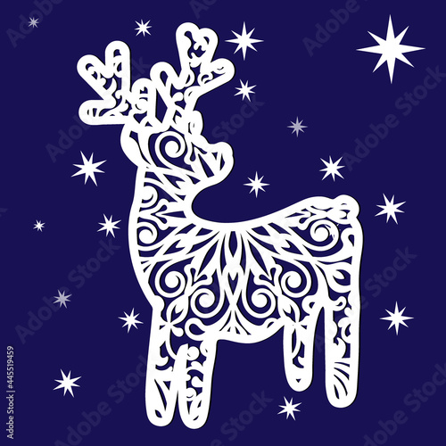 Christmas stencil of a deer with an openwork pattern.