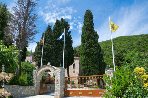 Of orthodox monastery of the Annunciation, Skiathos Island, Greece. photo