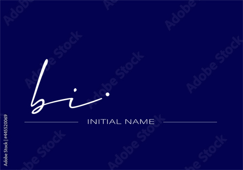White stylish and elegant letter BI/IB with dark blue background signature logo for company name or initial 