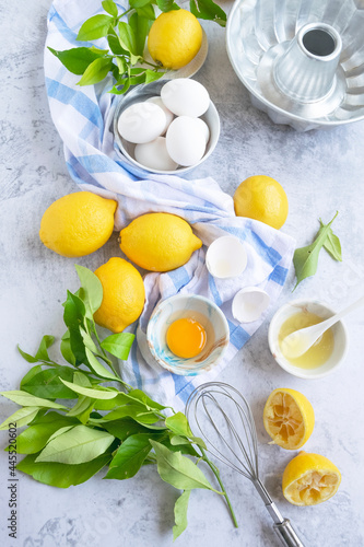 Wallpaper Mural Ingredients for making traditional homemade lemon cake, fresh summer baking items Torontodigital.ca