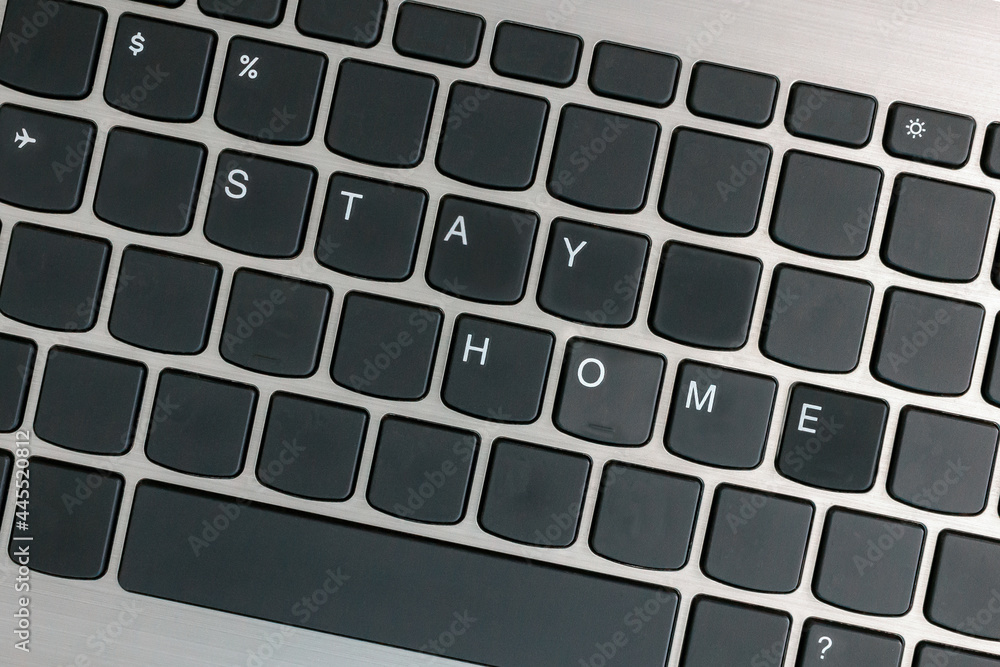 Naklejka premium Laptop keyboard. Concept - self- isolation during the Covid-19 coronavirus pandemic, online working, working from home.