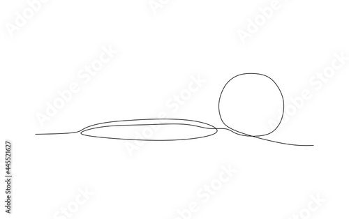 One single line drawing of Golf ball on meadow. golf ball on lip of cup - graphic vector illustration. Healthy sport concept. Modern continuous line draw design for golf tournament poster