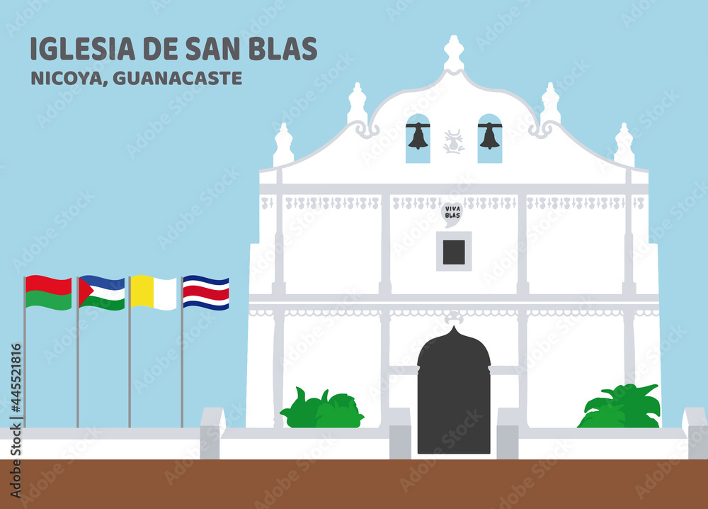 Illustration of San Blas Church (Iglesia de San Blas) in Nicoya