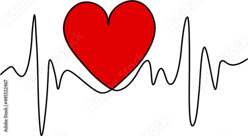 Red heartbeat line. Pulse Rate on white background. Vector illustration.