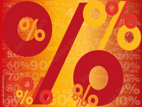 Percent background with small number. Autumn yellow and orange color grey banner