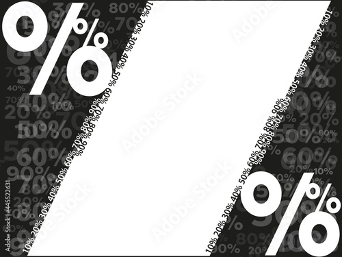 Percent background with small number. Black Friday and white color banner with percentage