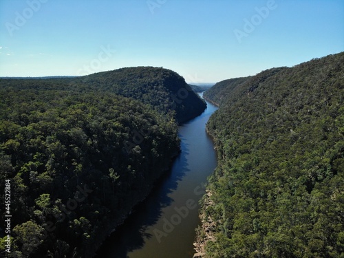 Canvas Print Drone photo of The Nepean Gorge on the Nepean River west of Sydney, New South Wales, Australia