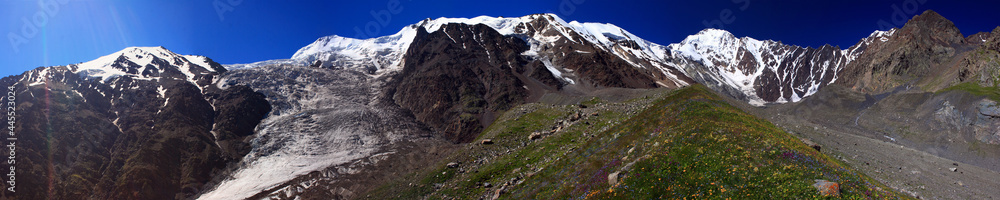 Caucasus, Ossetia. Genaldon gorge. Miley Glacier.