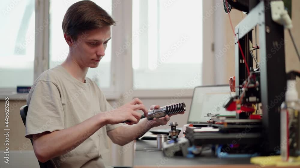 Engineer creating model for 3D printing Engineer creating model for 3D printing