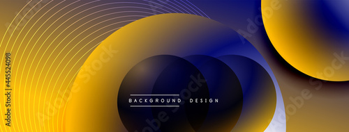 Gradient circles with shadows. Vector techno abstract background. Modern overlapping forms wallpaper background, design template