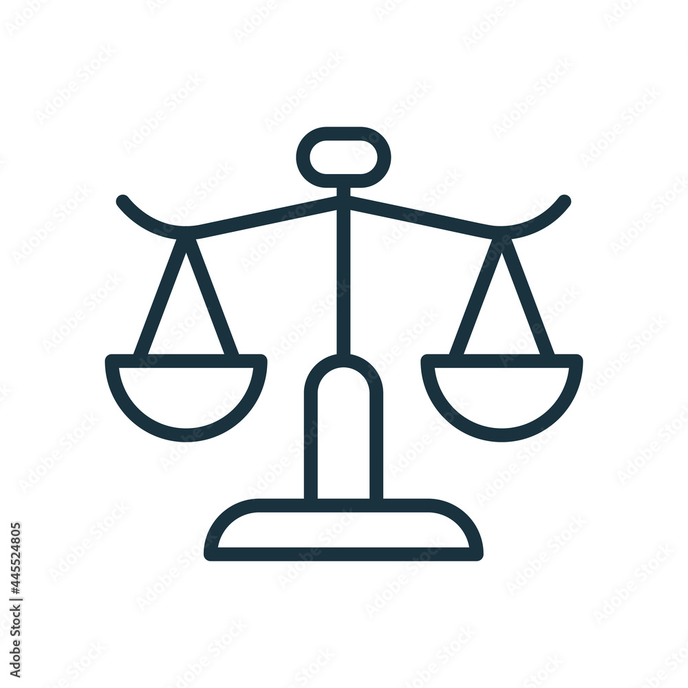 Balance Weight Scales Linear Icon. Civil Rights Icon. Law Scale Line ...