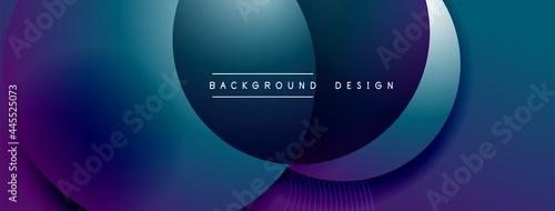 Gradient circles with shadows. Vector techno abstract background. Modern overlapping forms wallpaper background, design template