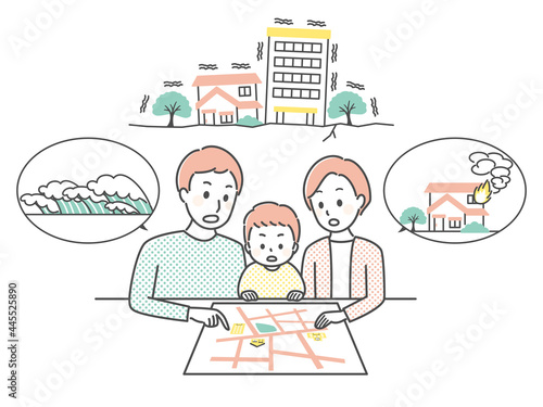 simple illustration of earthquake and people