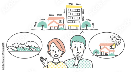 simple illustration of earthquake and people