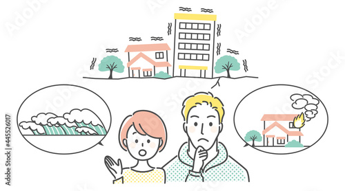 simple illustration of earthquake and people