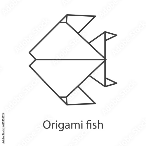 Logo pez de papel estilo origami con lineas de color gris
